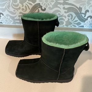 UGG + Eckhaus Latta Block Boot Lamb Suede Sheepskin Womens Black Boot Size 8